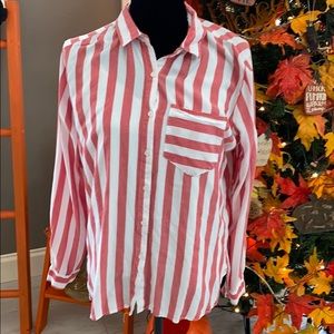 Size medium red and white button up